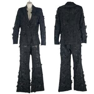 Fashion Nova Luxe Denise Embroider Blazer Pants 2 Pieces Suit Set Size S/M